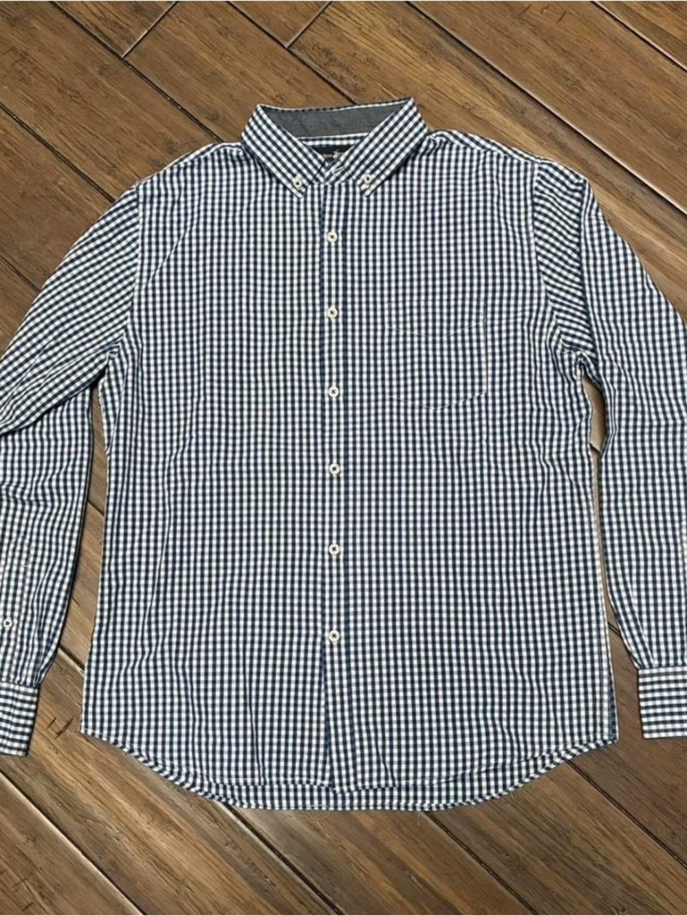 Beverly Hills Polo Club Navy and White Check Button-Down Shirt